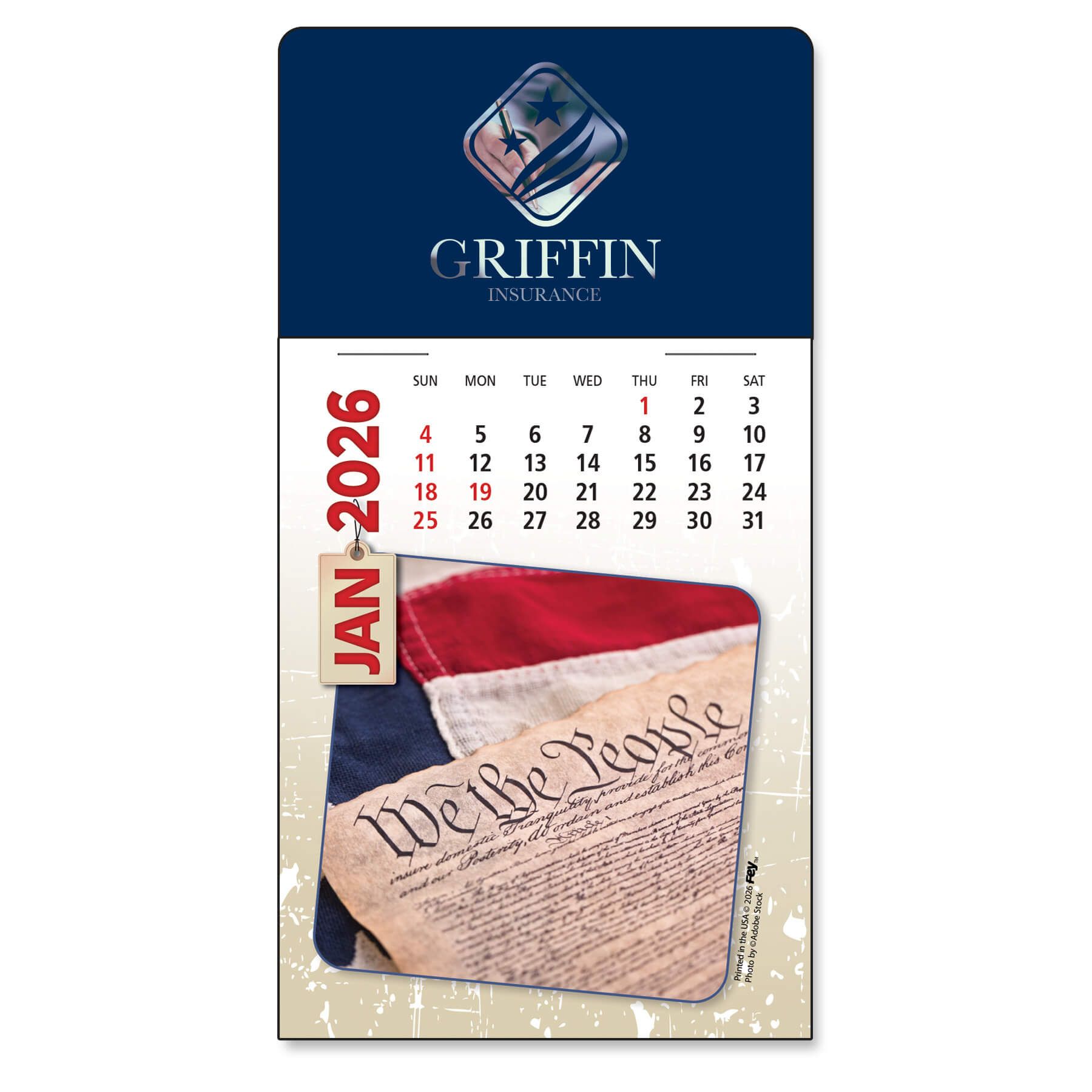 Adhesive Peel-N-Stick® Calendar - Americana Pad - Fey Promo