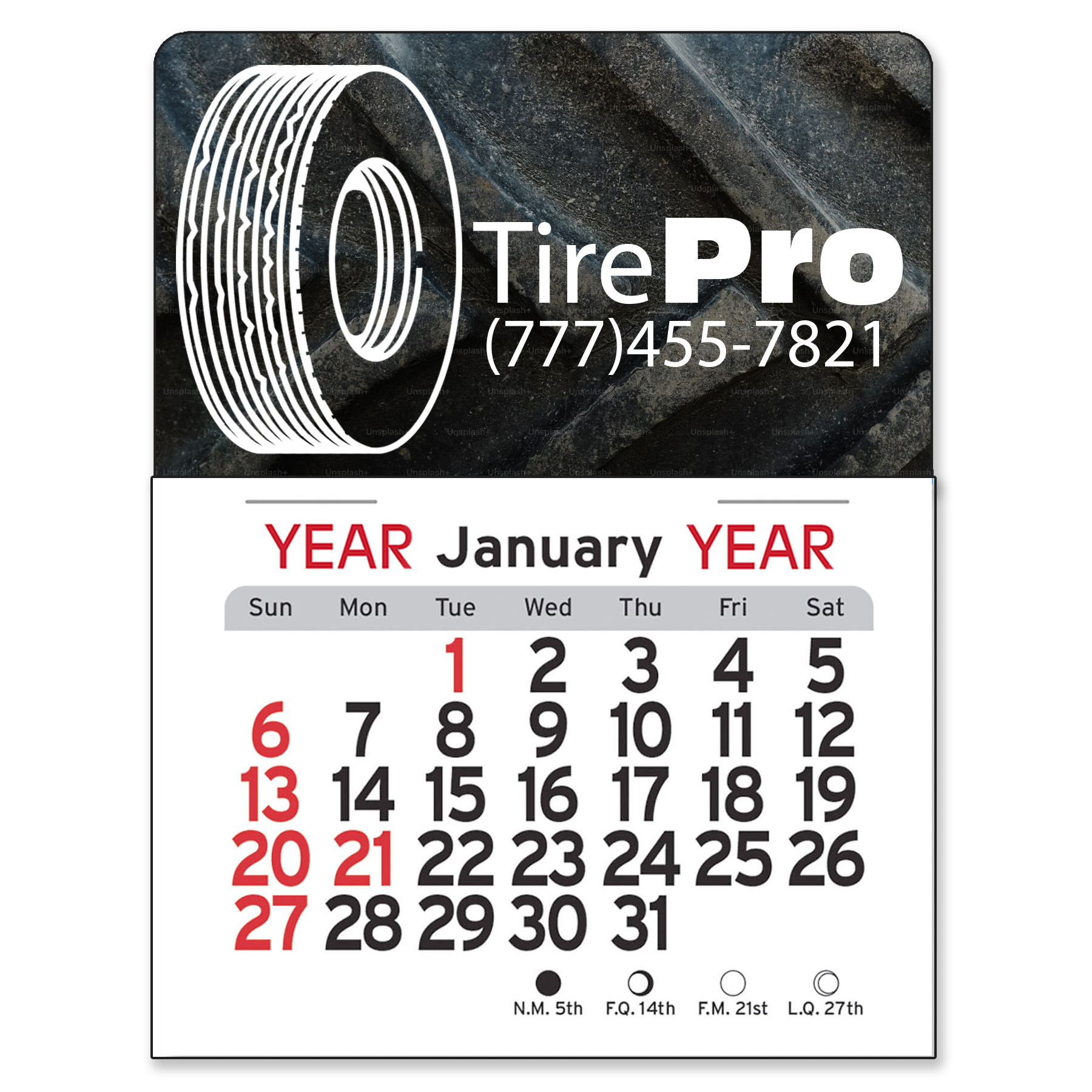 1056 - Adhesive Peel-N-Stick® Calendar - Tire
