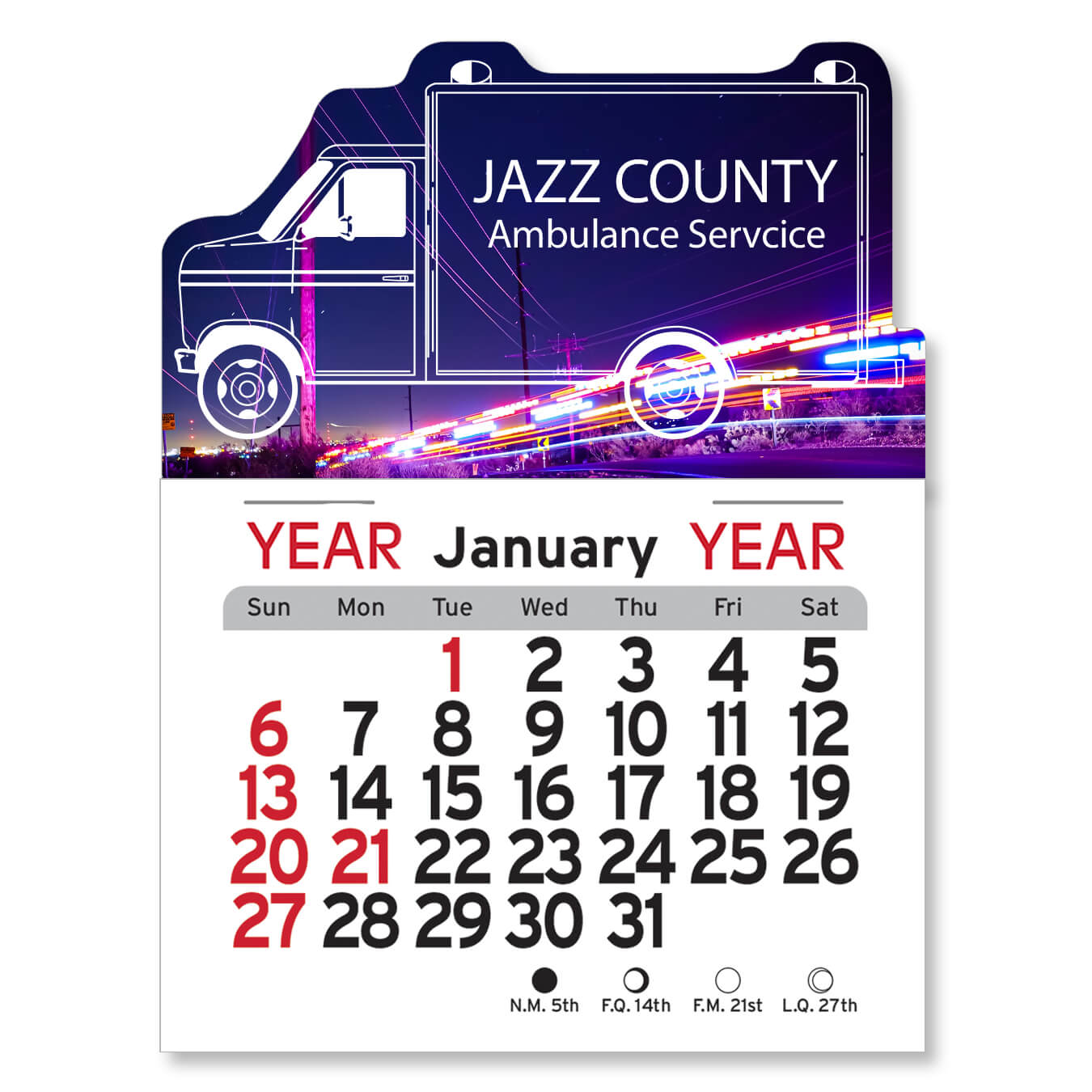 1065 - Adhesive Peel-N-Stick® Calendar - Ambulance