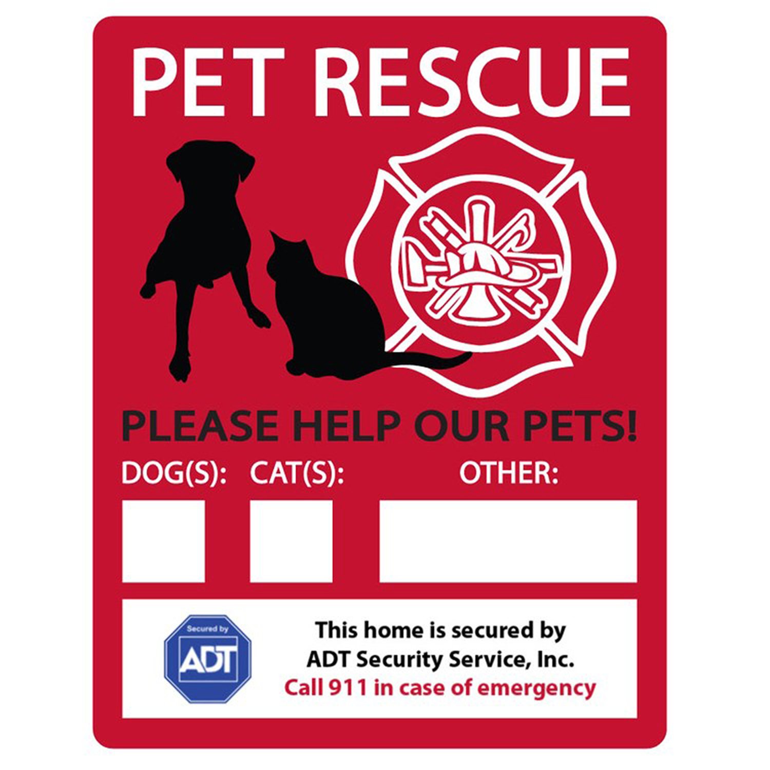 Emergency Rescue Window Decal                                         