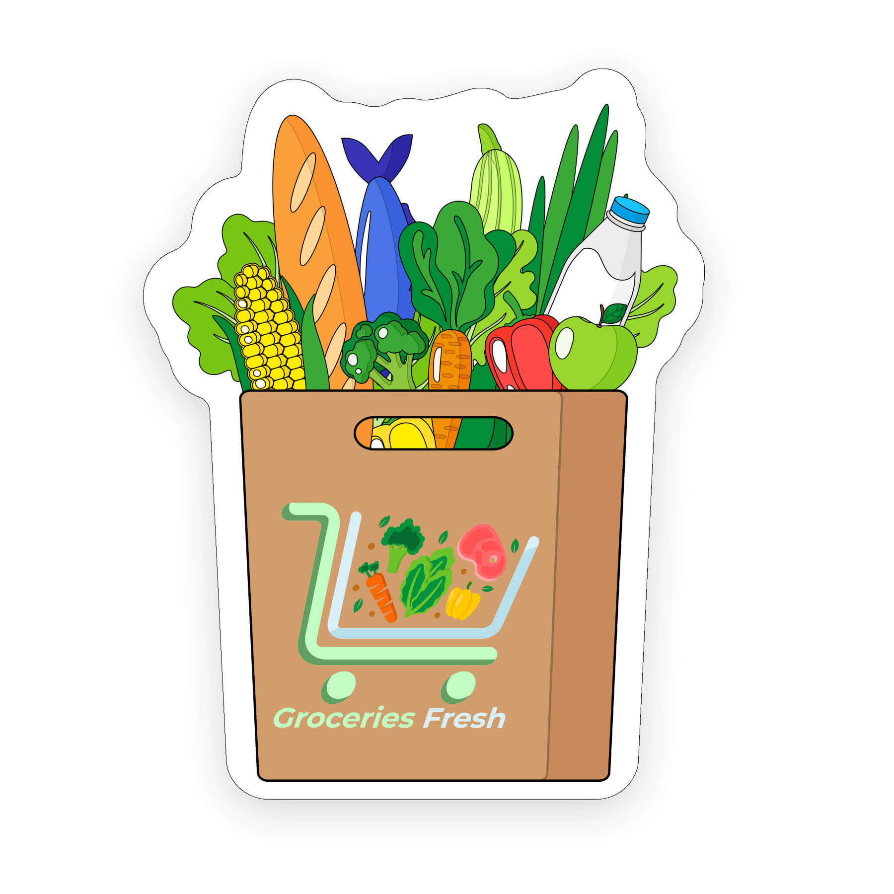 GROCERY2-35 - Grocery Bag Shaped NoteKeeper&#0153 Magnet 35 Mil
