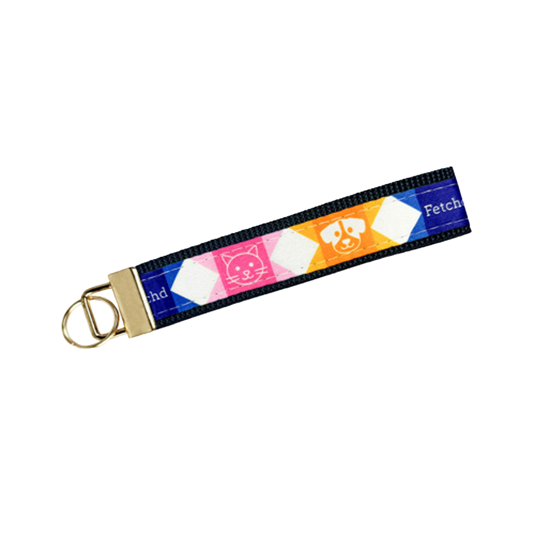 1" X 5" Sublimated Key Strap with Gold-Colored Hardware